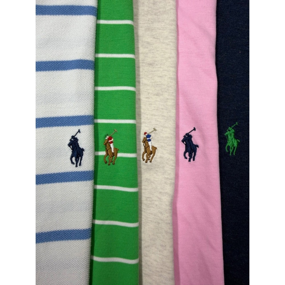 Lot of 5 Polo Ralph Lauren Mens XL Polo Shirts Striped Solid Pima Soft Touch